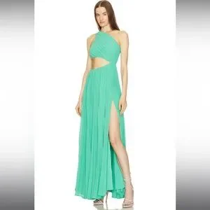 Michael Costello Dresses Michael Costello Revolve Jovie Aqua One Shoulder Cutout Gown Dress Size Small Poshmark